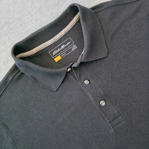 Eddie Bauer Travex Mens XL Charcoal Gray Textured Pique Short Sleeve Polo Shirt